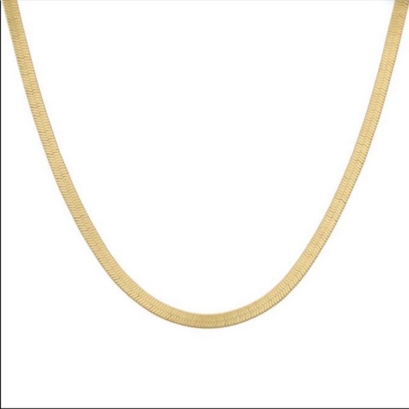 NEW HERRINGBONE 18K GOLD PLATED CHAIN NECKLACE - Picture 4 of 5